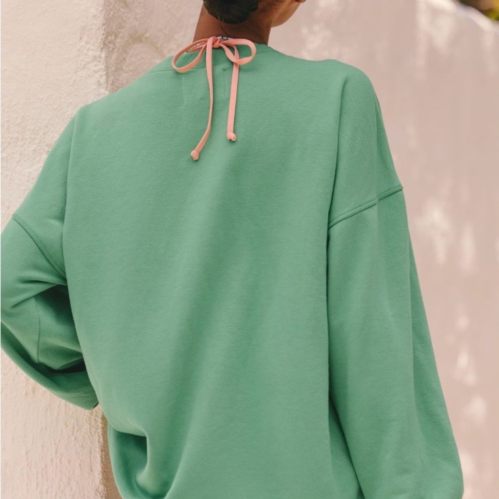 Anthropologie Celandine Green Graphic Sweatshirt S/M NWT - Picture 2 of 5